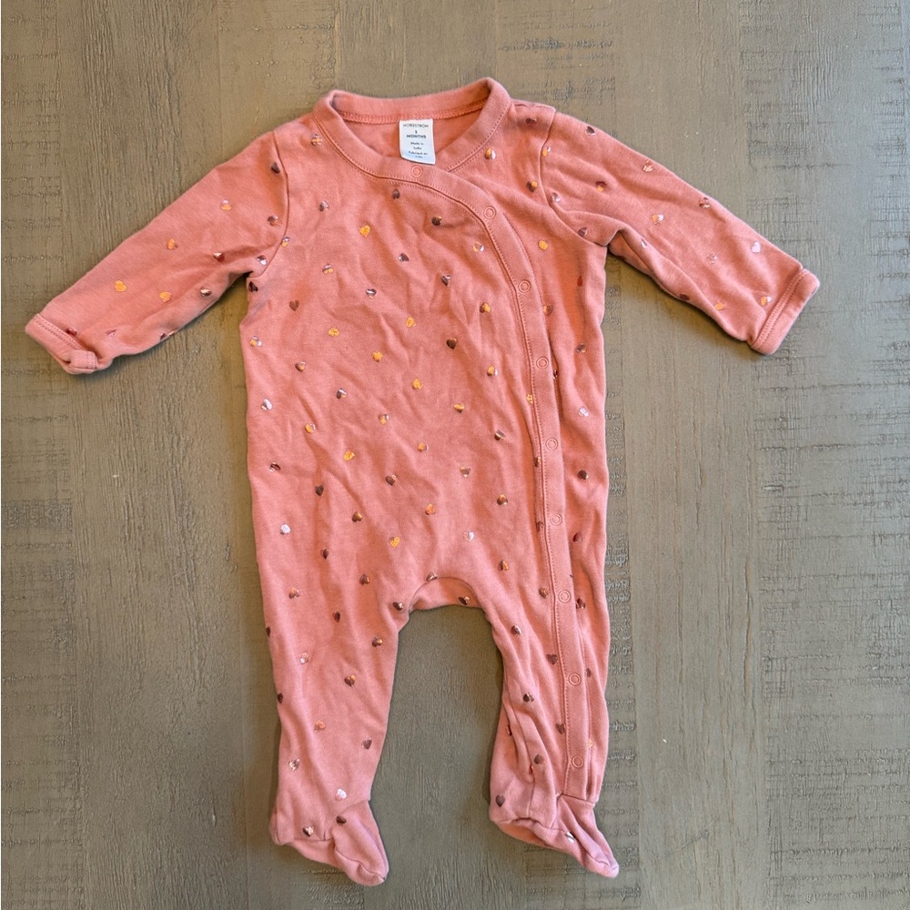 Nordstrom 3 month Hearts Button Pajamas